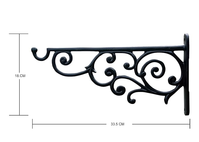 GHAR DWAR Metal Wall Hook Hanging Plant Bracket Decorative Straight Plant Hanger for Pots Bird Feeder Planters Lanterns Macramé Wind Chimes Indoor Outdoor (Pack of 1, Black) - Image 3