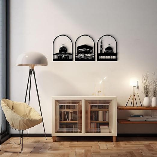 VIHAN HANDICRAFT Set of 3 Islamic Wooden Wall Art– – Elegant Ramadan Home Décor (15 Inch Each) - Image 3