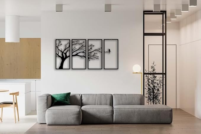 7 Decore | Wooden Tree Wall Art 3D 4 Pieces Tree Wall Art Panel Frame - Image 2