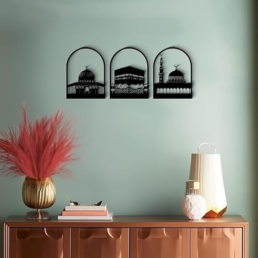 VIHAN HANDICRAFT Set of 3 Islamic Wooden Wall Art– – Elegant Ramadan Home Décor (15 Inch Each) - Image 2