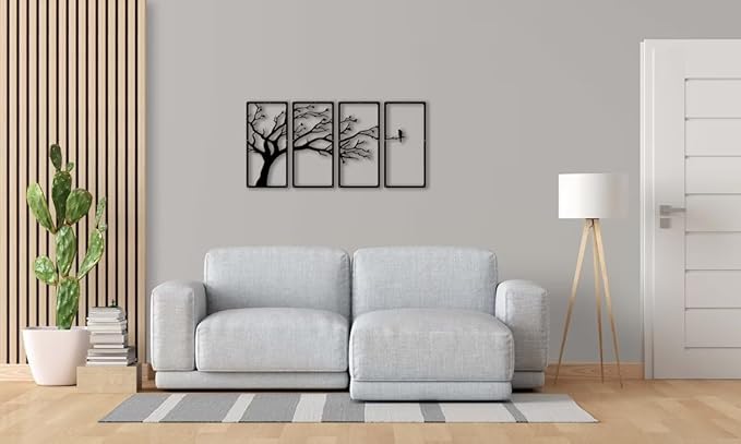 7 Decore | Wooden Tree Wall Art 3D 4 Pieces Tree Wall Art Panel Frame - Image 3