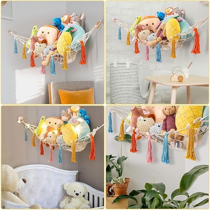 ecofynd Stuffed Toy Organizer, Animal Toy Hammock, Jumbo Capacity Hanging Cotton Storage, Boho Large Corner Plush Toys, Net Holder, Nursery Kids, Play Room, Bedroom, Kid Room - Image 2